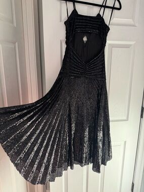 A.L.C. Black Sequin Ruched Midi Dress keyhole NWOT
